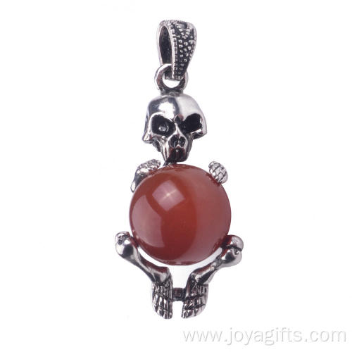 2017 Latest Silver Gemstone Carnelian Skull Pendant